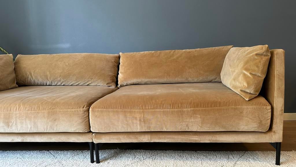 SOFACOMPANY Camel Velvet Sofa, 2 Modules, Huis en Inrichting, Ophalen, Driepersoons, 75 tot 100 cm, Zo goed als nieuw