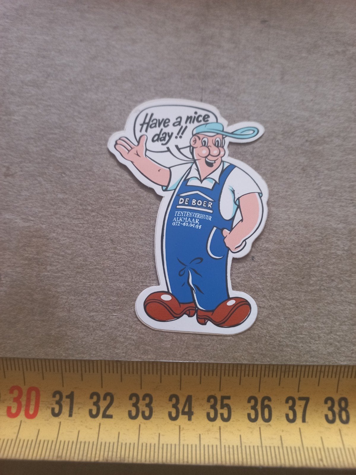 Vintage sticker 'De Boer Tentenverhuur Alkmaar' -, Verzamelen, Stickers, Ophalen of Verzenden