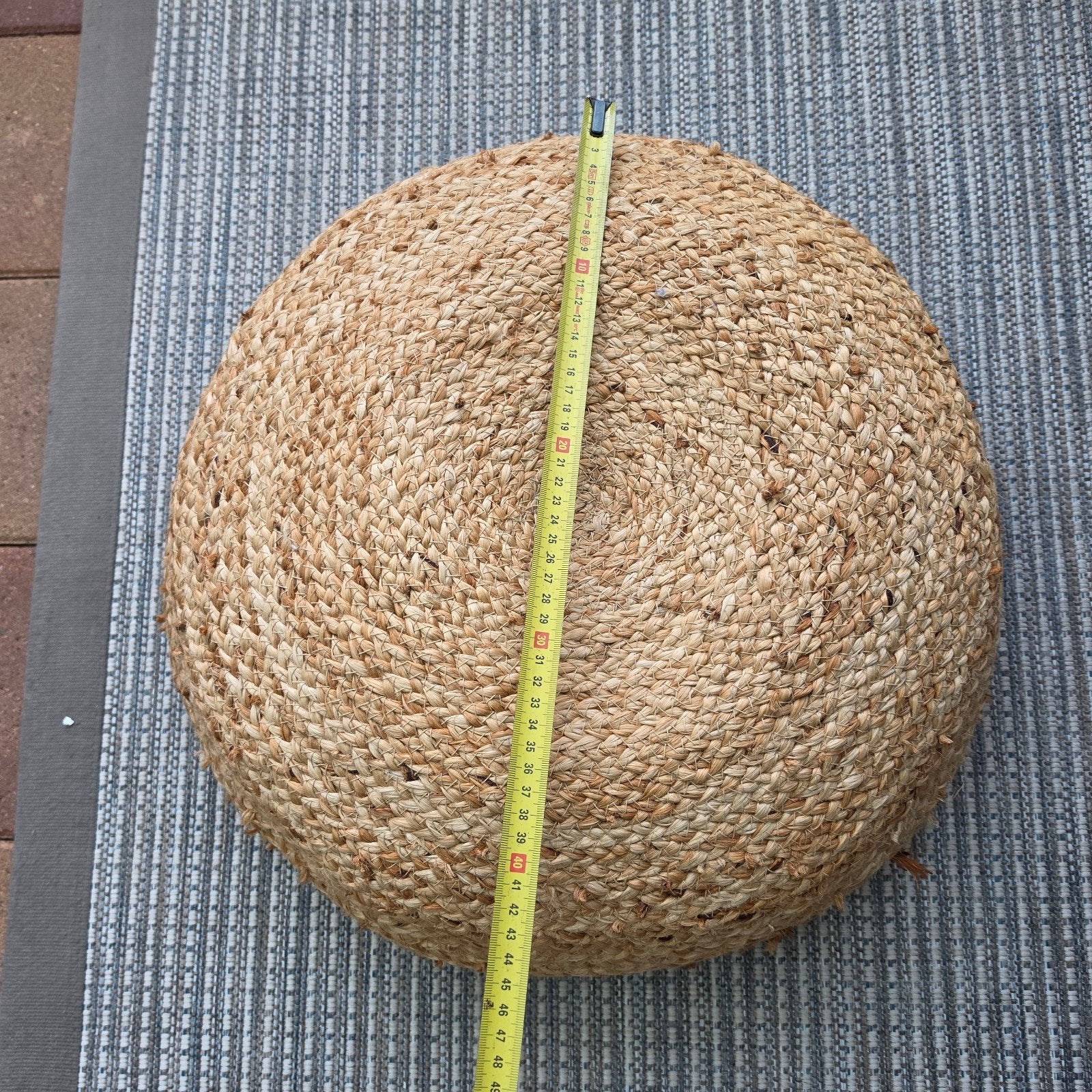 Jute poef - Zo goed als nieuw, Huis en Inrichting, Minder dan 50 cm, Rond, Zo goed als nieuw, Riet of Rotan