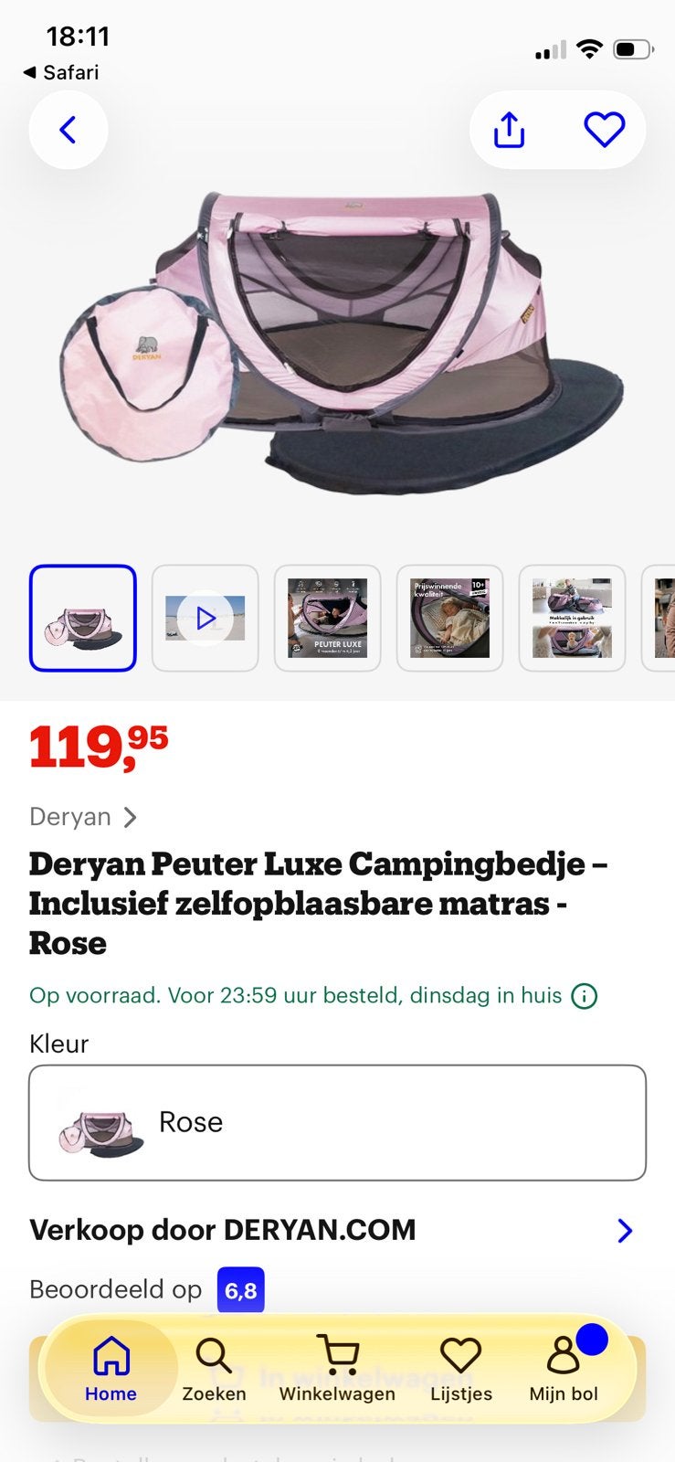 Campingbed deryan, Caravans en Kamperen, Ophalen, Zo goed als nieuw, Tot en met 2