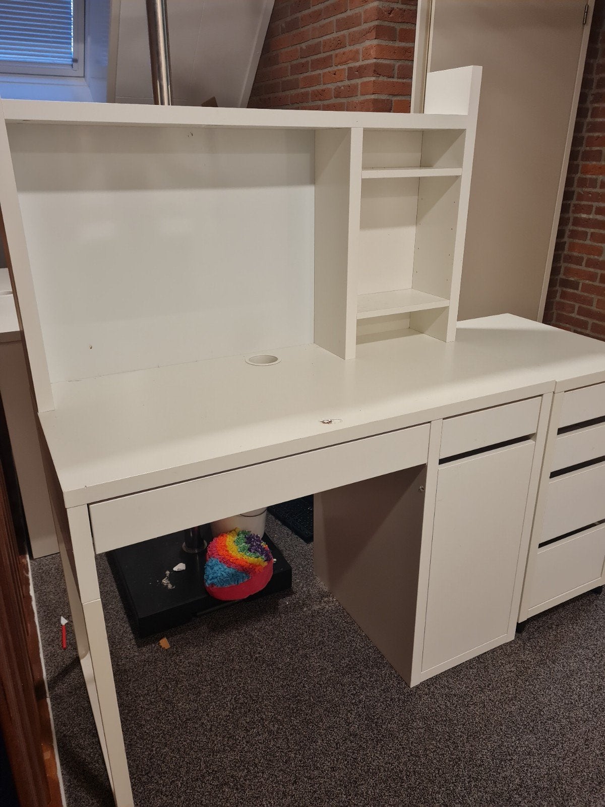 IKEA Bureau met 2 ladekastjes en opzetstuk - Gebruikt, Huis en Inrichting, Bureaus, Ophalen of Verzenden, Gebruikt