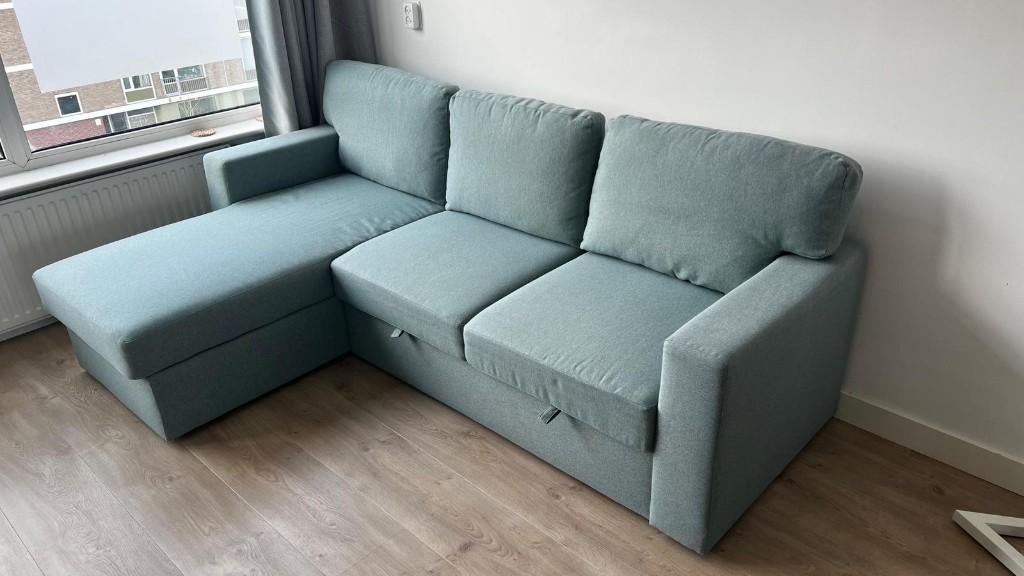 3-zits slaapbank met chaise longue €170, Ophalen, Overige materialen, 250 tot 300 cm, Gebruikt