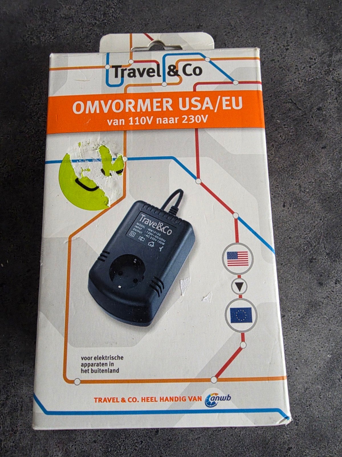 Travel & Co Omvormer USA/EU van 110V naar 230V, Doe-het-zelf en Verbouw, Elektra en Kabels, Nieuw, Omvormer, Overige merken, Ophalen