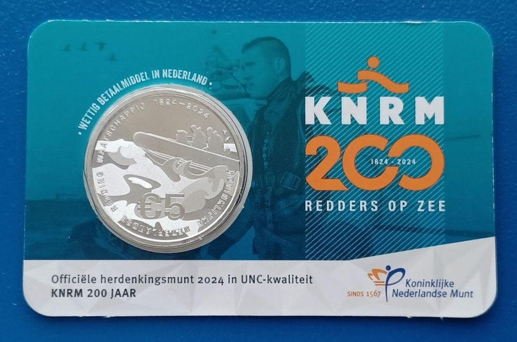 KNRM 200 jaar Vijfje 2024 UNC-kwaliteit in coincard, Postzegels en Munten, Verzenden, Koningin Beatrix, Euro's, Setje