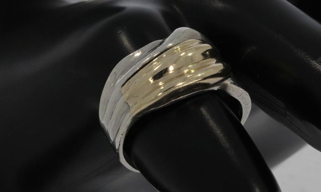 14k gouden fraaie ring zilver abstract dames heren, 18 tot 19, Voordeelsieraden, Verzenden, Zo goed als nieuw