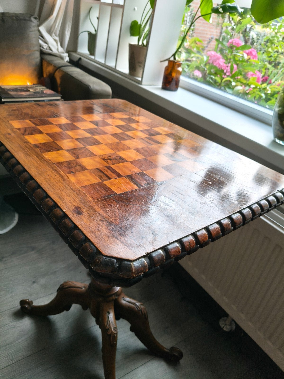 Schaaktafel 1920–1935, ingelegd schaakbord, vintage / antiek, Ophalen