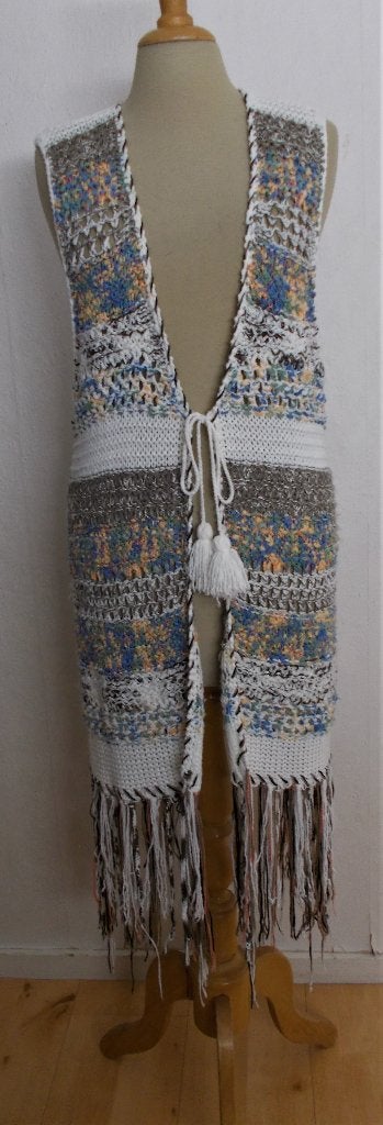 100% katoenen boho gehaakt kleurtjes lang vest! L, Verzenden, Zo goed als nieuw, Maat 38/40 (M), Overige kleuren