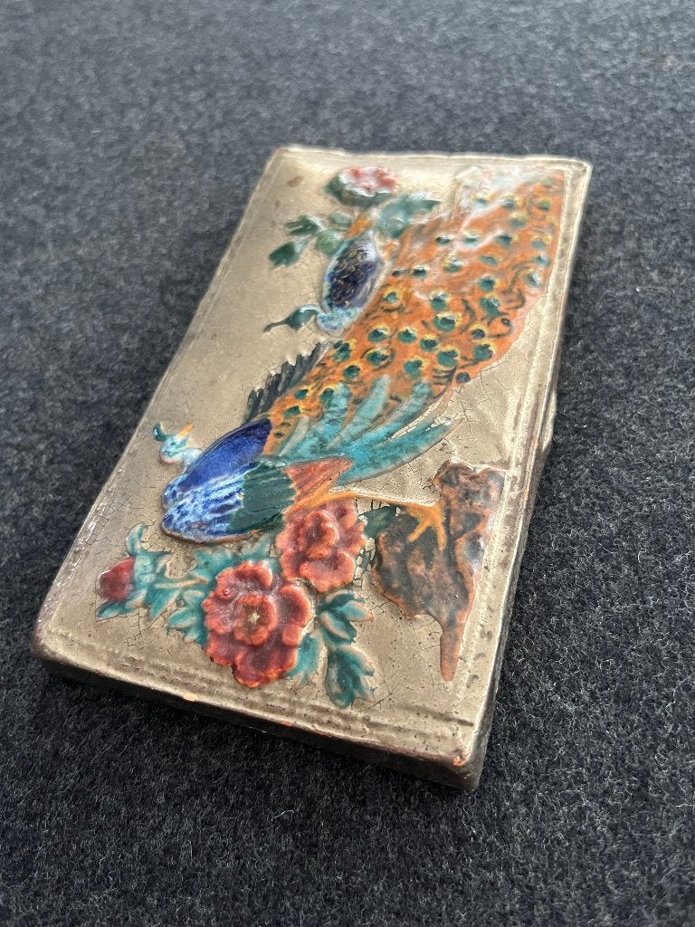 antique porcelain art deco 1920s jewelry box peacock french, Ophalen of Verzenden