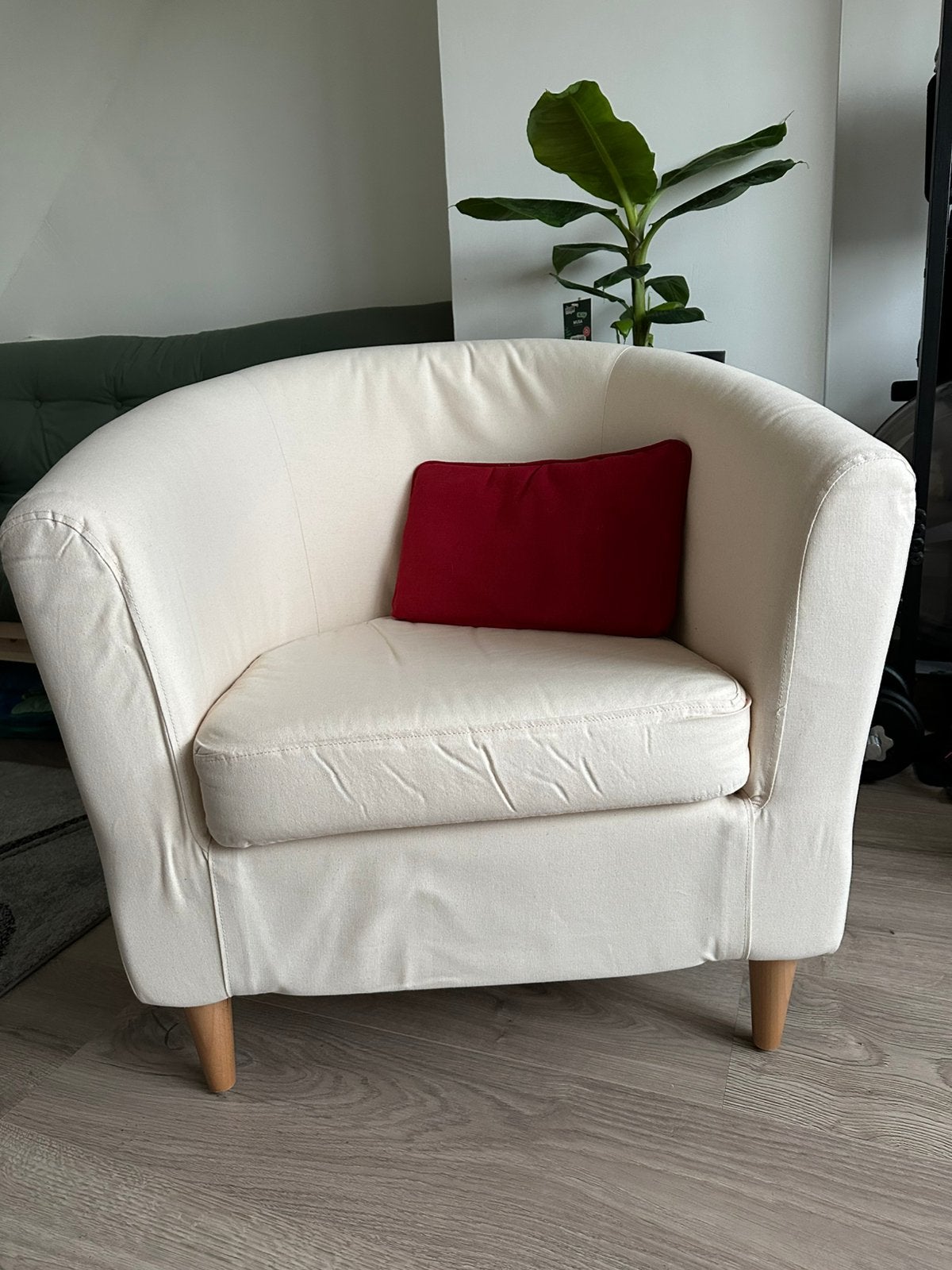Ikea fauteuil incl. rode hoes ZGAN, Ophalen, Minder dan 75 cm, Zo goed als nieuw, 75 tot 100 cm