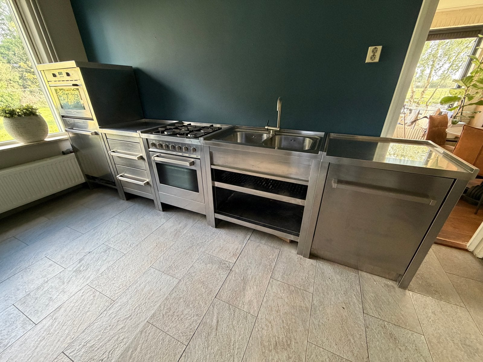 Complete Boretti M-system module keuken RVS, Ophalen, Gebruikt, Staal of Rvs