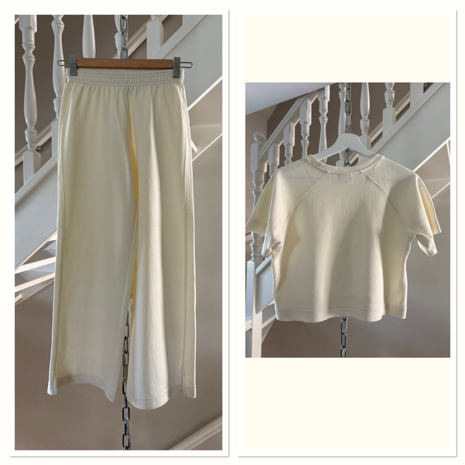 Set broek crème en T-shirt merk Zara maat 131 (128-134), Ophalen of Verzenden, Zo goed als nieuw, Meisje
