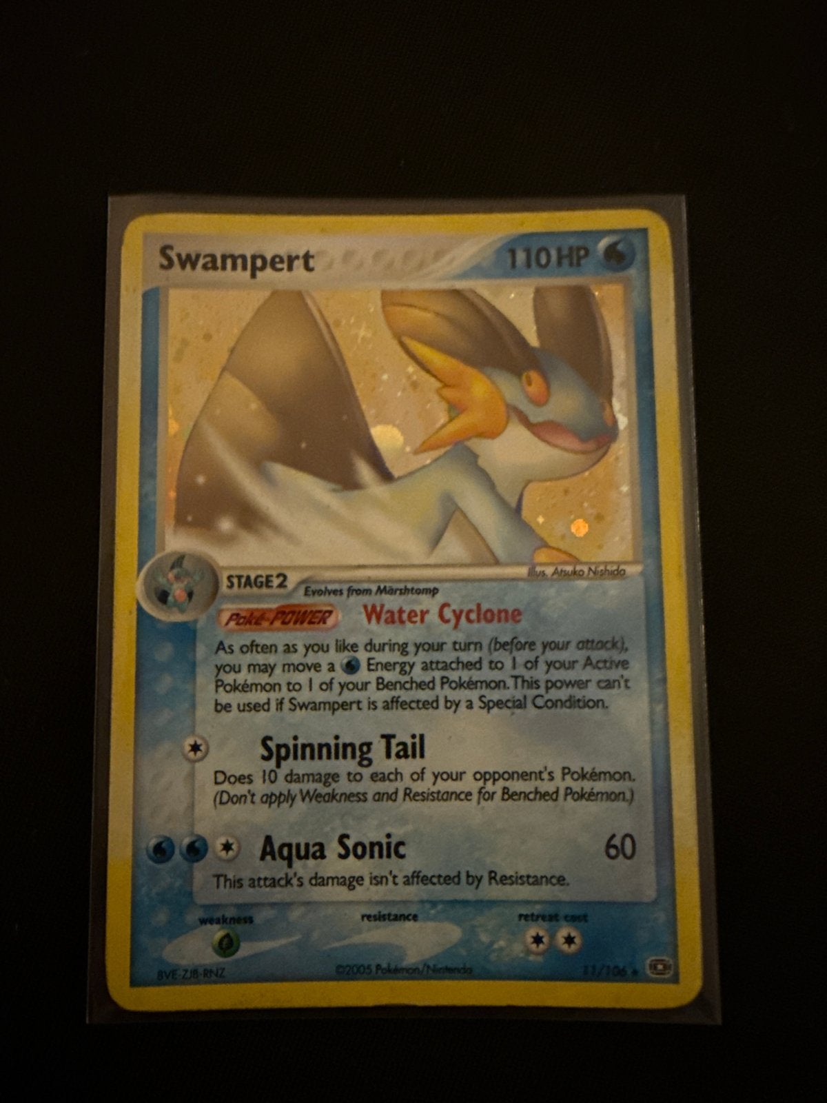 Swampert Pokémon Kaart 11/106 Holo Rare EX Emerald, Ophalen of Verzenden, Gebruikt, Losse kaart, Foil