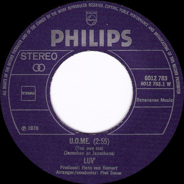 Luv - u o me, Gebruikt, 7 inch, Ophalen of Verzenden, Pop