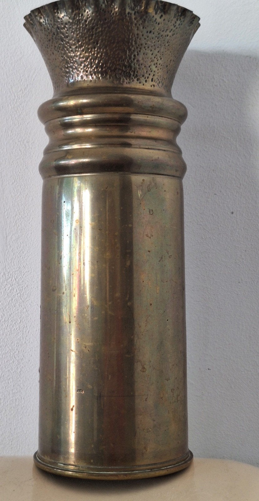 Koperen vaas munitie huls trench art WO2, Ophalen of Verzenden