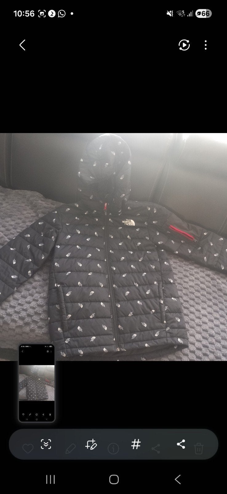 The North Face Kinderjas - Zwart met print maat M, Ophalen of Verzenden, Zo goed als nieuw, The North Face, Jongen of Meisje
