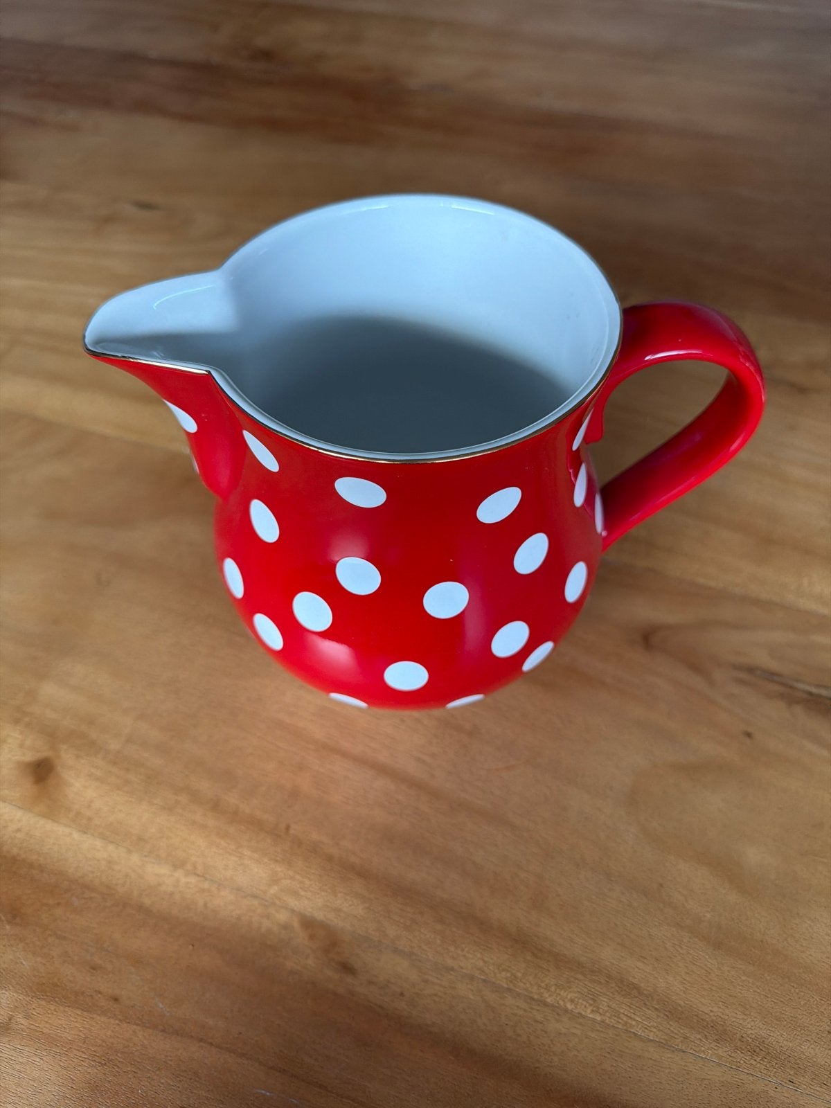 OILILY - Emaille kan rood met witte stippen - Vintage look, Antiek en Kunst, Antiek | Emaille, Ophalen