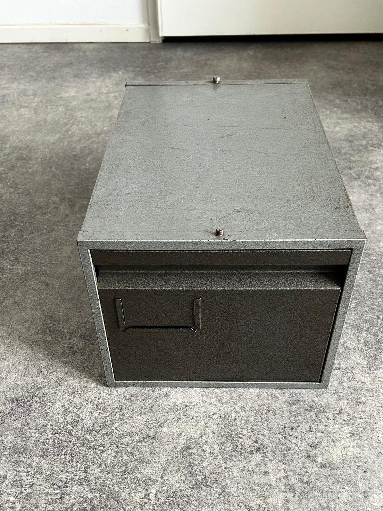 Vintage metalen kaartenbak lade archief, Ophalen, Gebruikt