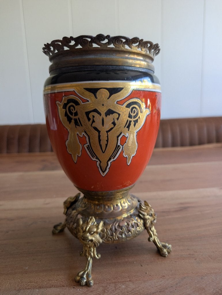 Antieke empire-stijl siervaas met bronsbeslag (ca. 1900), Antiek en Kunst, Antiek | Porselein, Ophalen