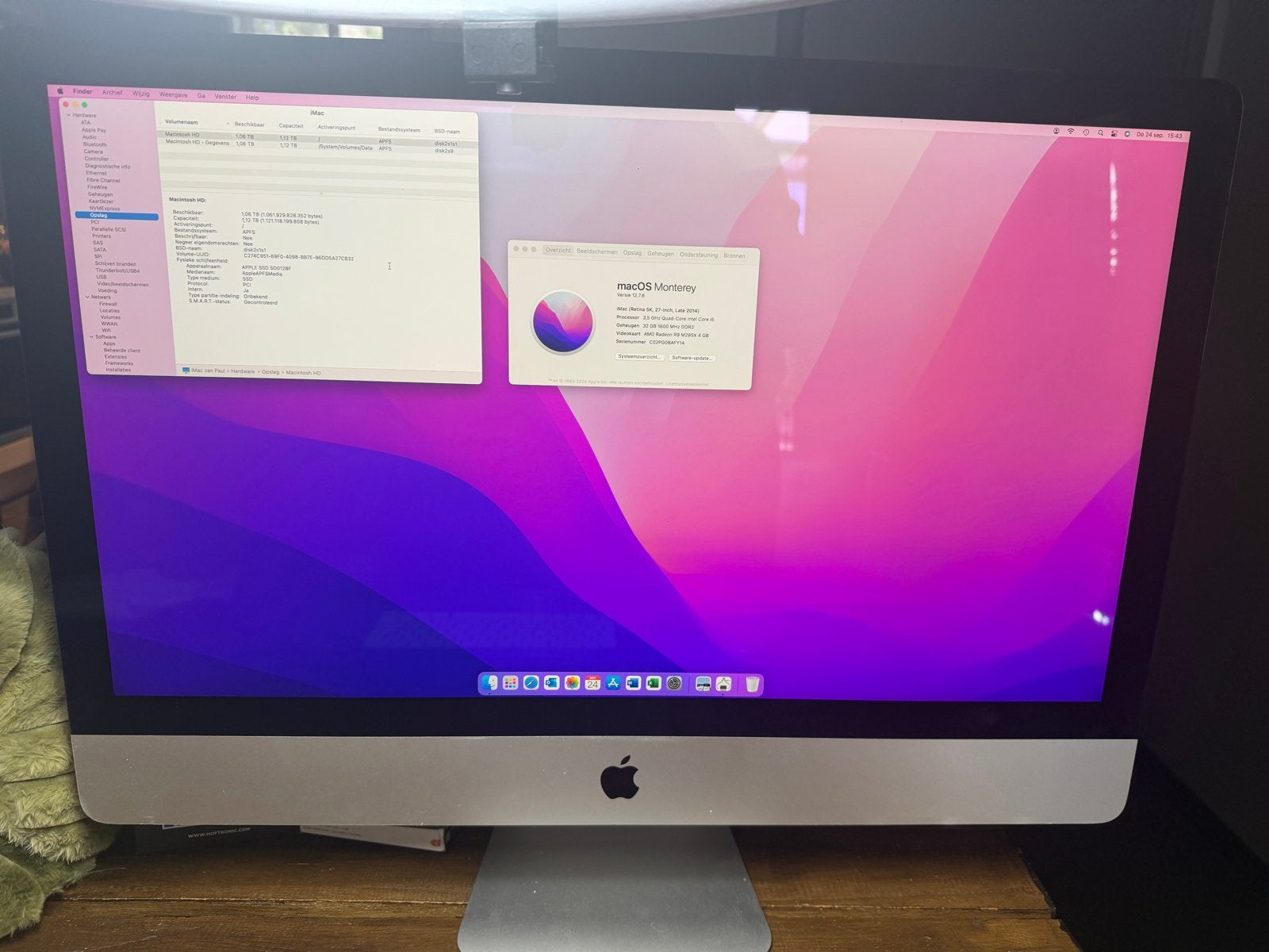 iMac 27 inch Late 2014, 32GB RAM, 1.12TB HDD, macOS Monterey, Computers en Software, Ophalen, 32 GB, HDD, IMac