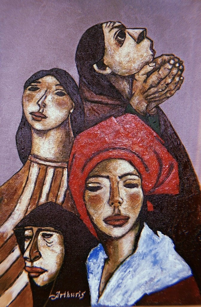 "De Vier Gratiën" Schilderij, Handgeschilderd, Verzenden, Olieverf, Portret
