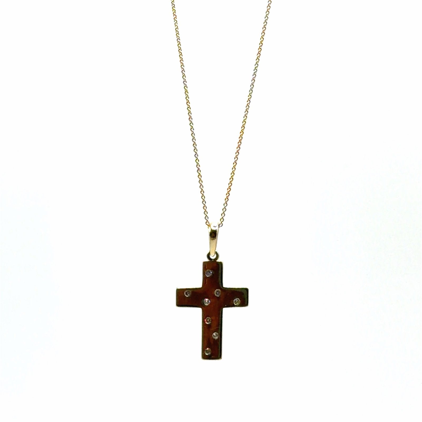 Gouden Kruis Hanger met Diamanten en Ketting, W, Nieuw, Ophalen of Verzenden, W