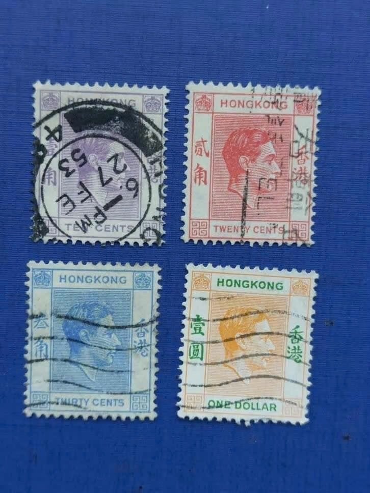 Postzegel Hong Kong 1938 ev 4 zegels George VI 05-06, Ophalen of Verzenden, Gestempeld, Oost-Azië