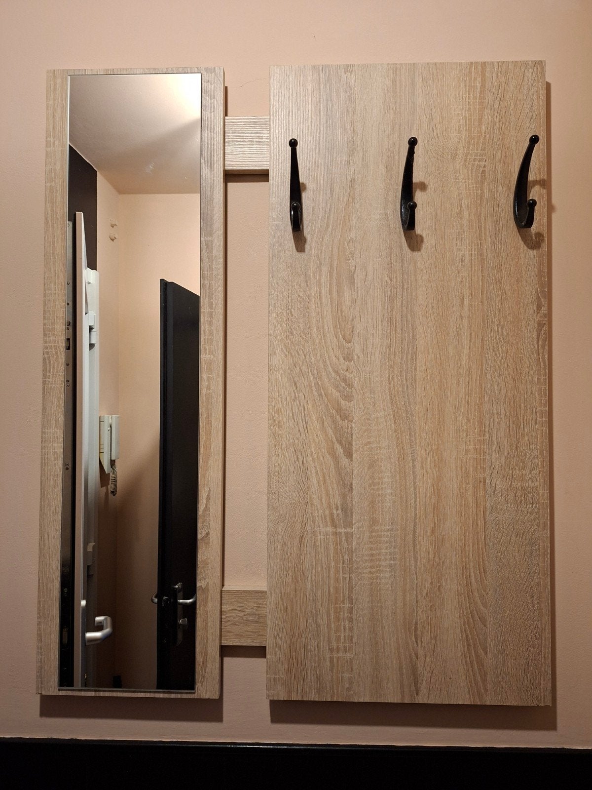 Kapstok met spiegel en schoenenkastje, Huis en Inrichting, Woonaccessoires | Kapstokken, Ophalen, Gebruikt, Hout, Wandkapstok