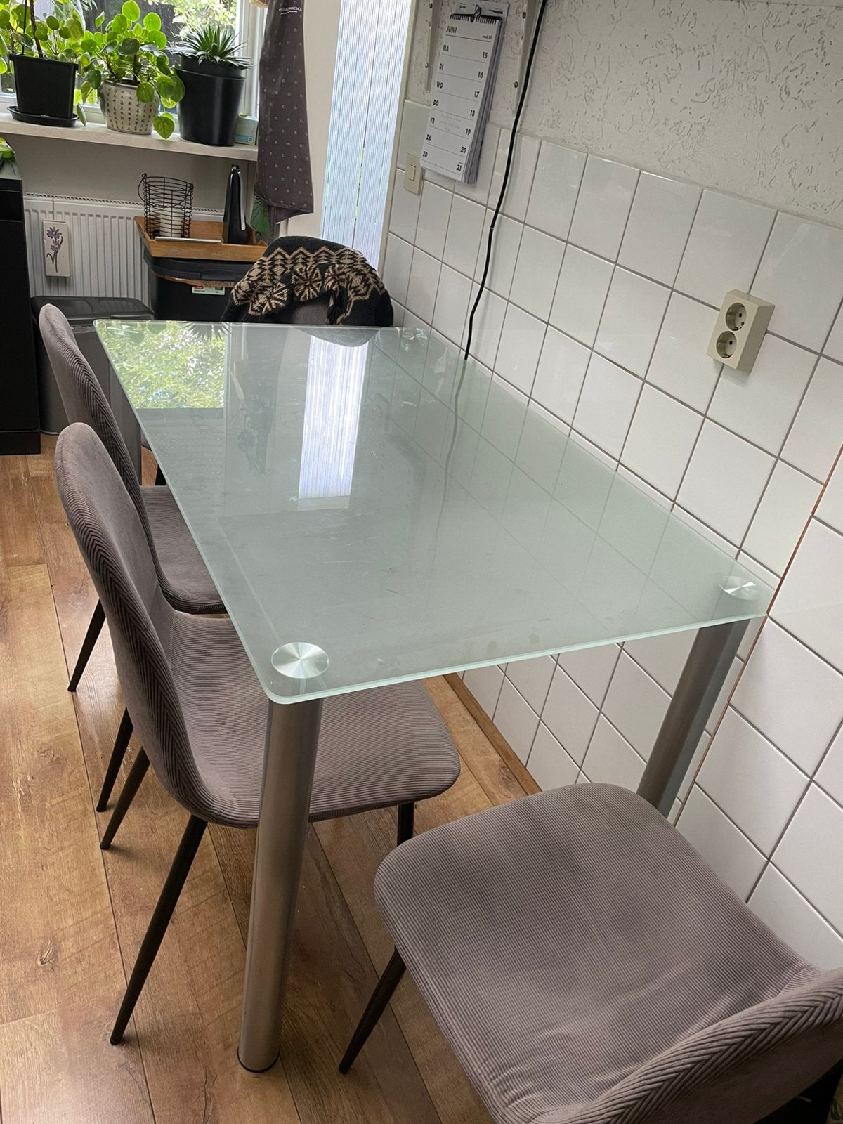 Tafel met 4 stoelen, Ophalen, Gebruikt, 100 tot 150 cm, 50 tot 100 cm