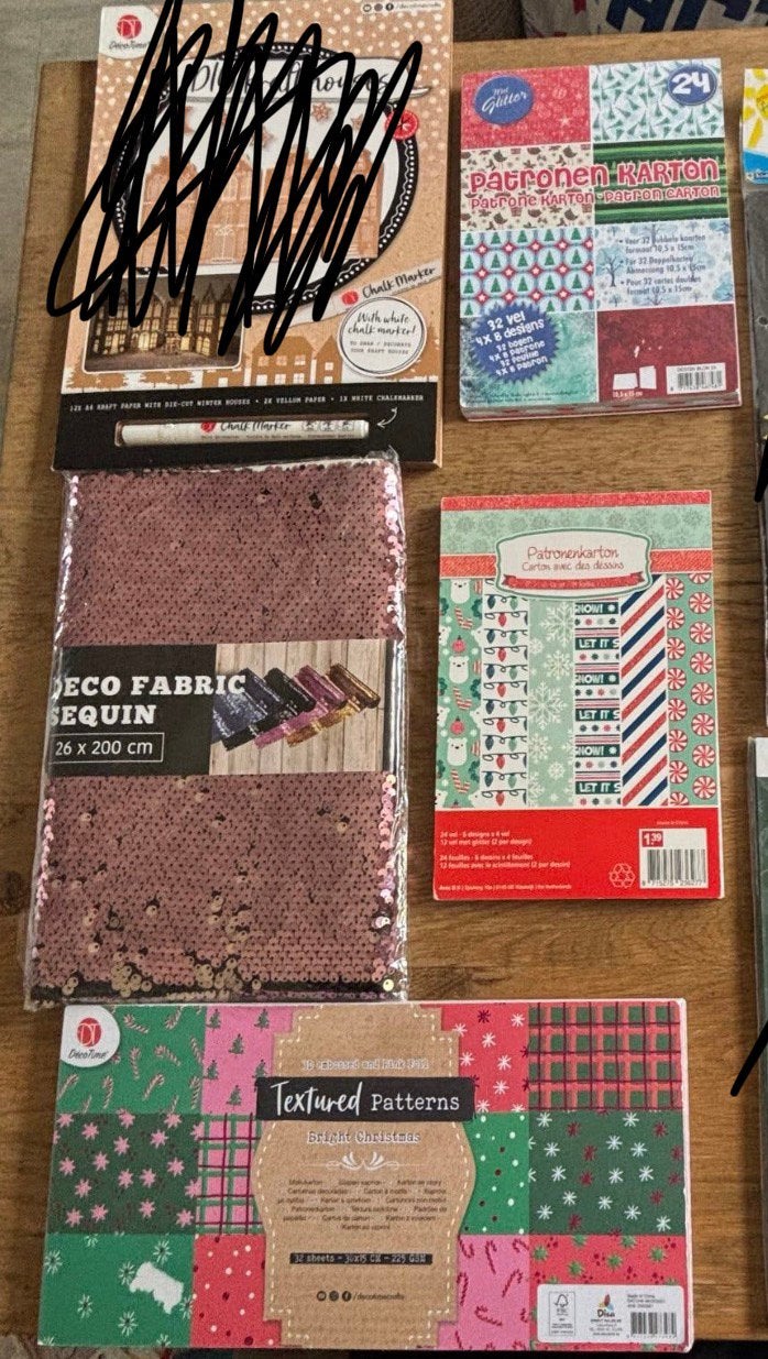 Diverse kerst knutselmaterialen: papier, stof, DIY huisjes, Ophalen of Verzenden, Nieuw