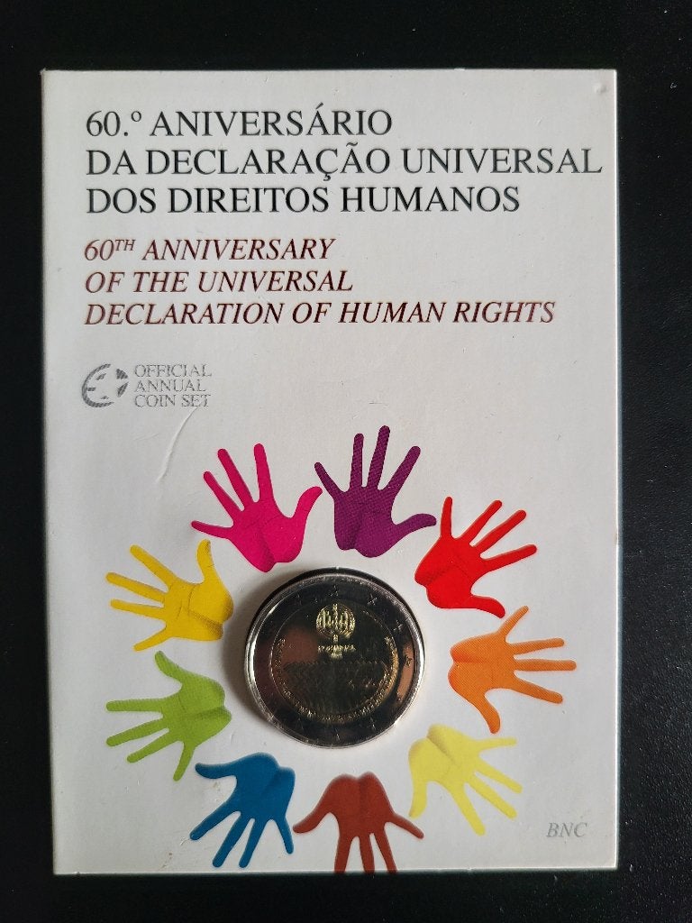 BU 2 euro herdenkingsmunt Portugal 2008 'Mensenrechten', Postzegels en Munten, Munten | Europa | Euromunten, Ophalen of Verzenden