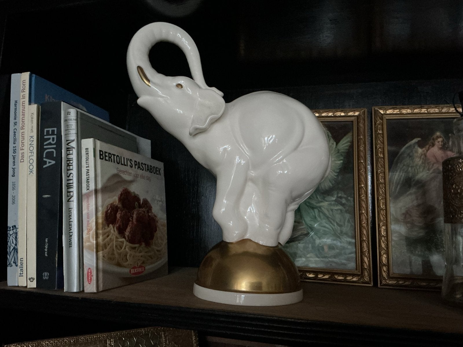 Goebel Porseleinen Olifant op Gouden Voet - Vintage Decorati, Ophalen of Verzenden