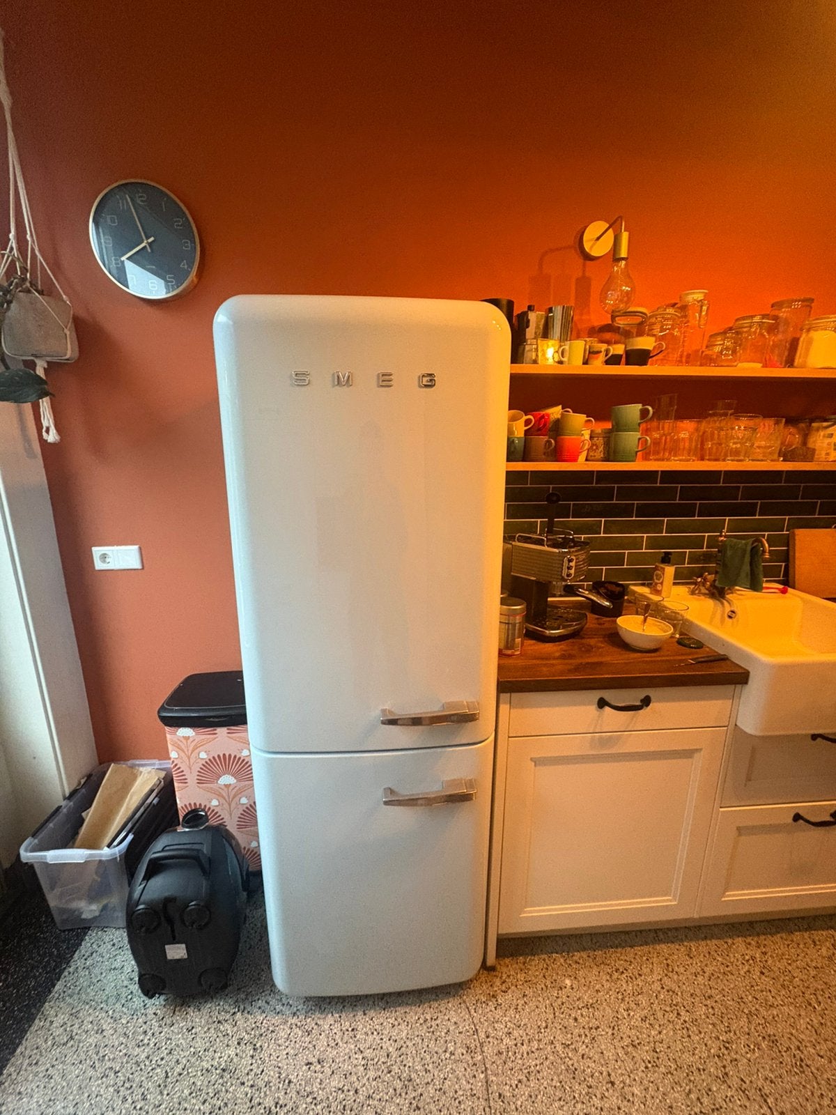 Smeg koelkast +vriezer combinatie, Ophalen, 200 liter of meer, 160 cm of meer, Zo goed als nieuw