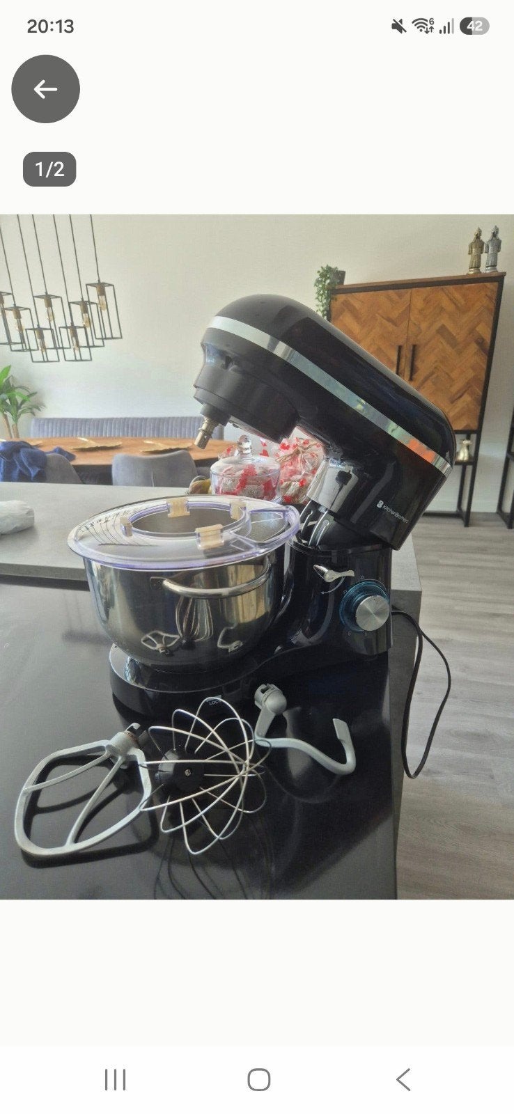 Keukenmachine 2000W met 3 deeghaken (klein defect), Ophalen of Verzenden, Gebruikt