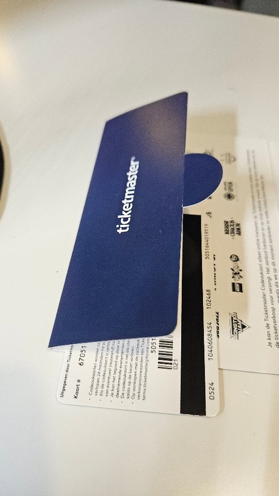 Ticketmaster Cadeaubon t.w.v. € 20, Eén persoon, Overige soorten, Warenhuis- of Winkelbon