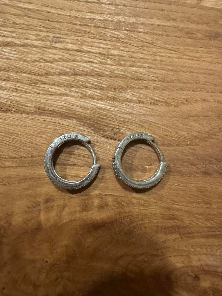 Zinzi creolen met zirconia, Sieraden, Tassen en Uiterlijk, Oorbellen, Ophalen of Verzenden, Zo goed als nieuw, Zilver