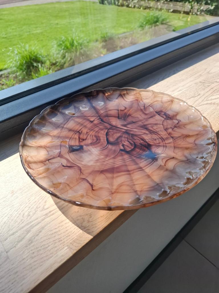 Art deco cloud glass schaal, Ophalen of Verzenden