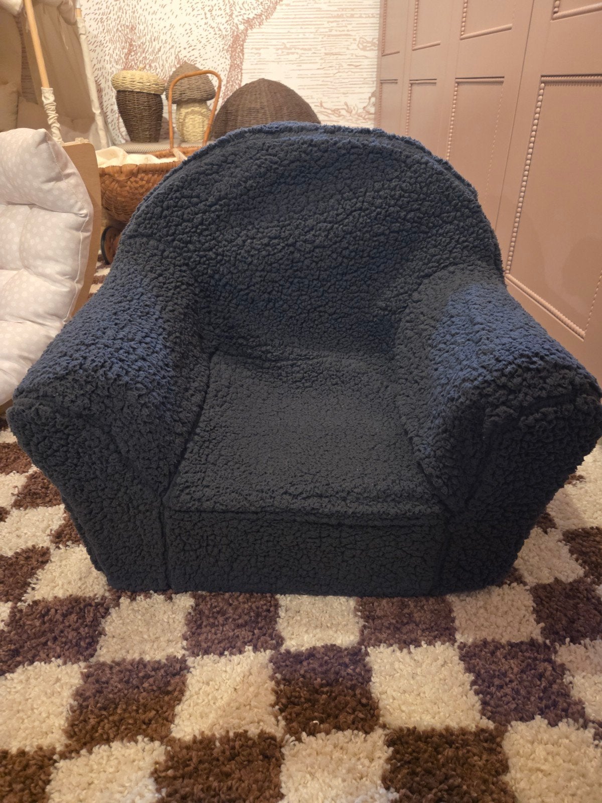 Donkerblauwe Teddy kinderstoel / fauteuil, Ophalen of Verzenden, Zo goed als nieuw, Stoel(en)