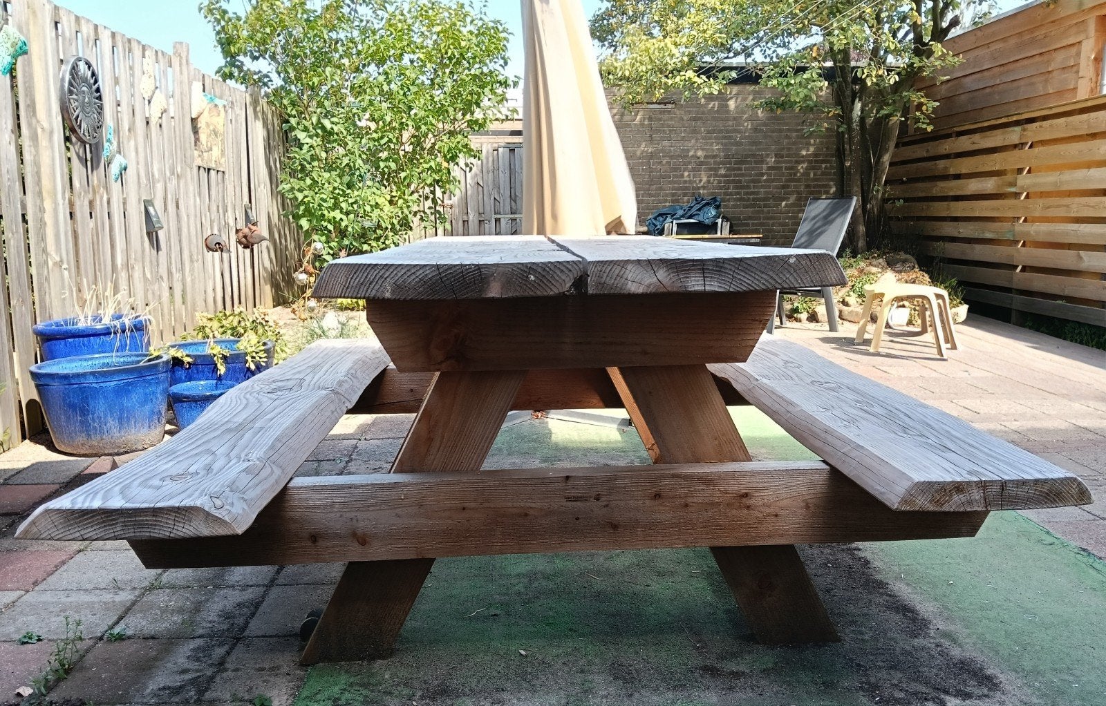 picknick tuintafel Douglashout, Tuin en Terras, Picknicktafels, Ophalen, Zo goed als nieuw, Rechthoekig, Hout