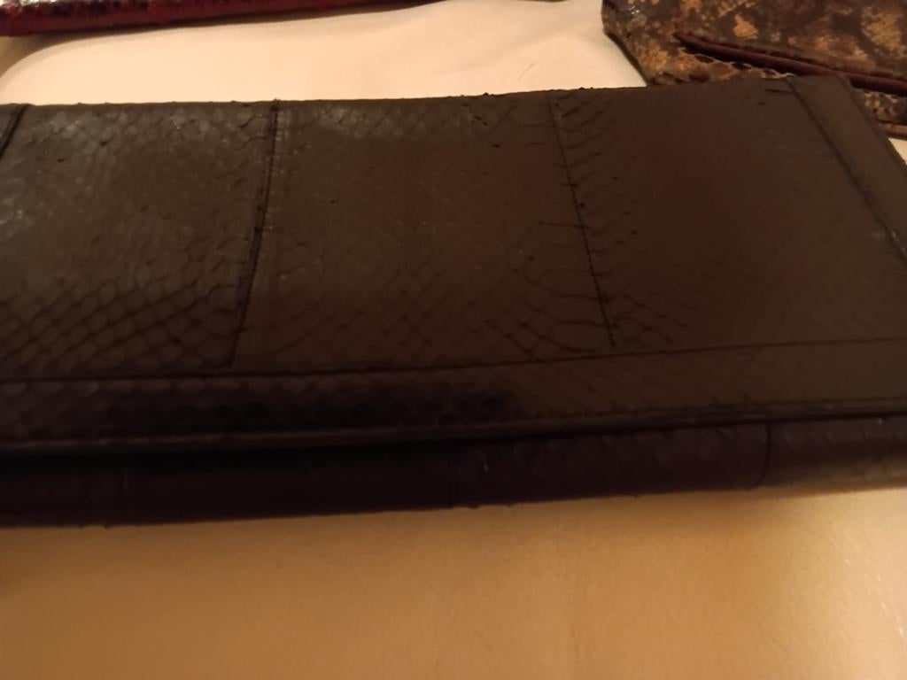 Zwarte slangen leren dames clutch, Sieraden, Tassen en Uiterlijk, Tassen | Schoudertassen, Overige merken, Zwart, Ophalen of Verzenden