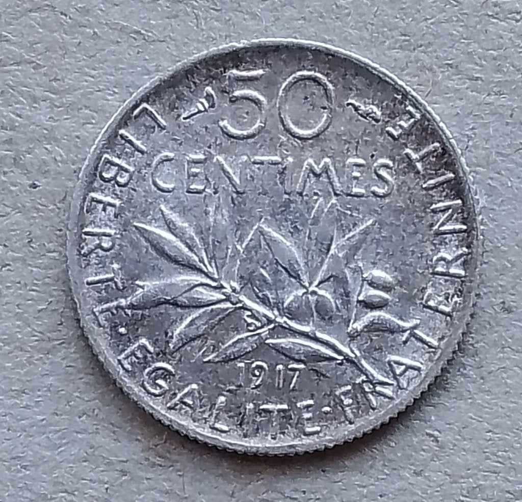 Frankrijk, 50 centimes 1917, Ophalen of Verzenden, Frankrijk, Losse munt