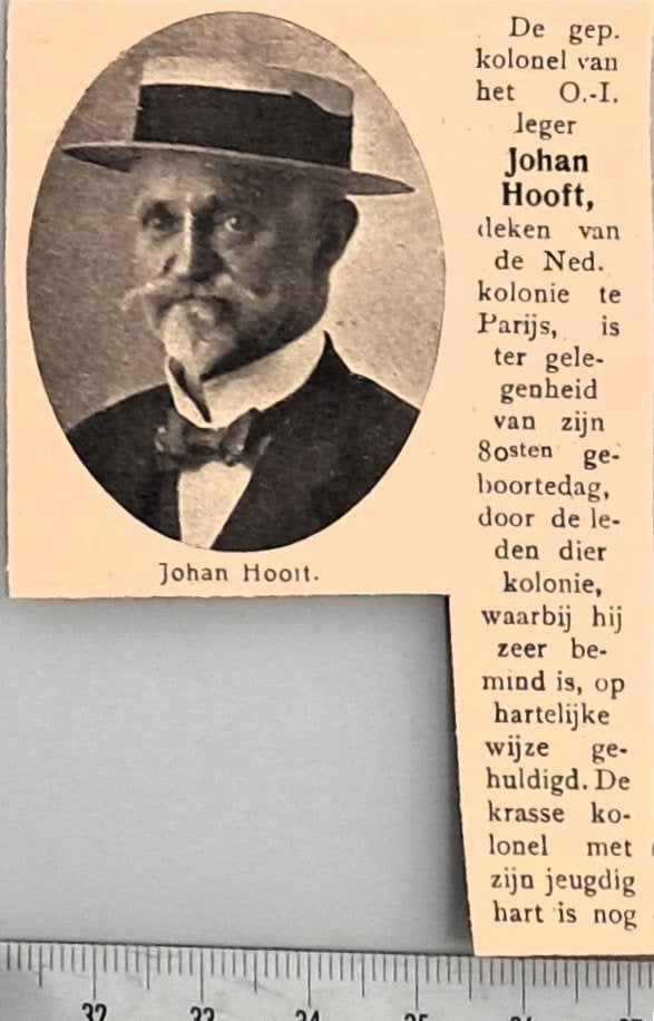 Leger Indië 1920; gep. Kol. O.I.  Johan Hooft is 80 jaar, Verzenden, Voor 1940, Gebruikt, Overige onderwerpen