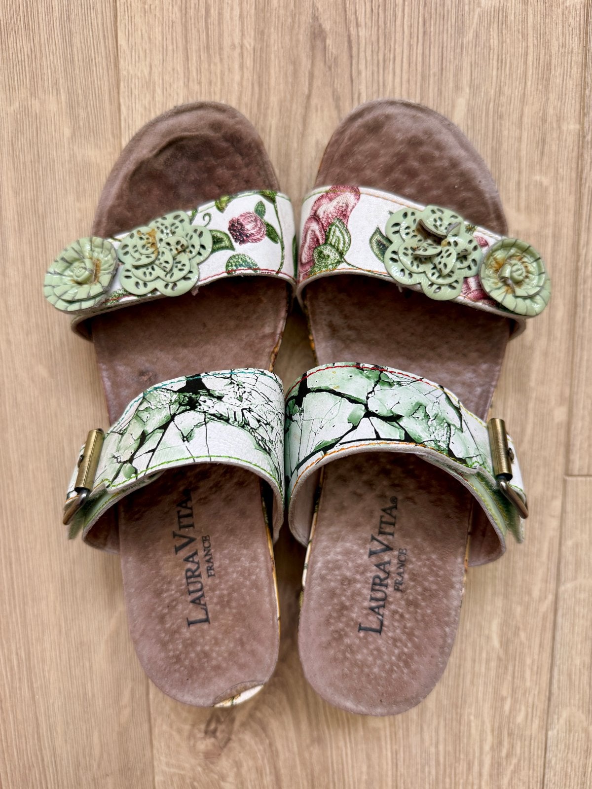 Laura Vita sandalen Maat 38 - Bloemenprint, Ophalen, Gedragen, Wit, Sandalen of Muiltjes