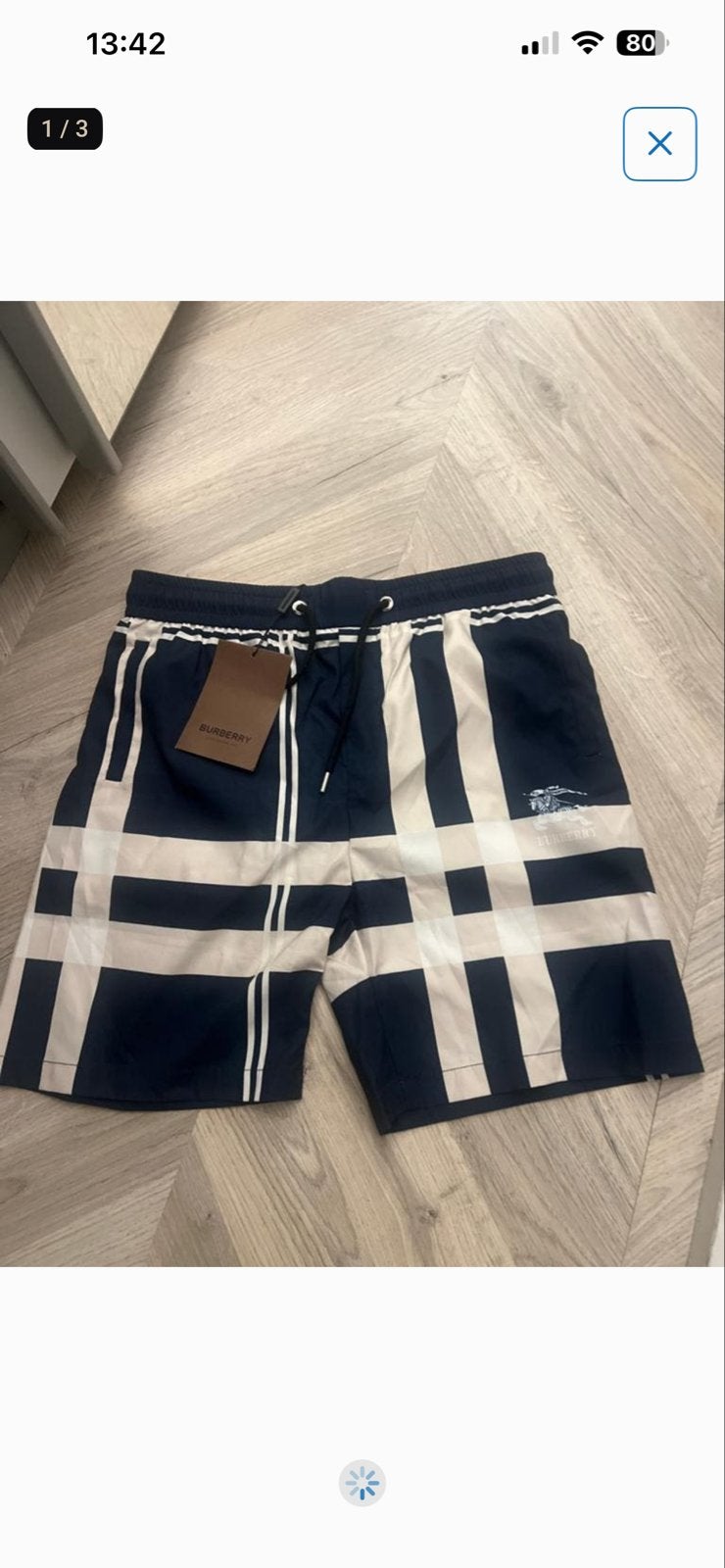 Nieuwe Burberry Zwembroek - Donkerblauw met wit patroon, Ophalen of Verzenden, Nieuw, Blauw, Zwembroek of Short