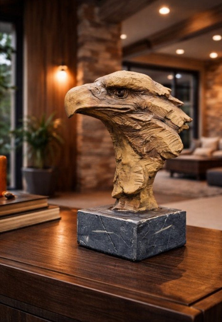 Beeld Large Eagle Head 28 cm - mgo, Verzenden, Zo goed als nieuw, Bruin, Overige materialen