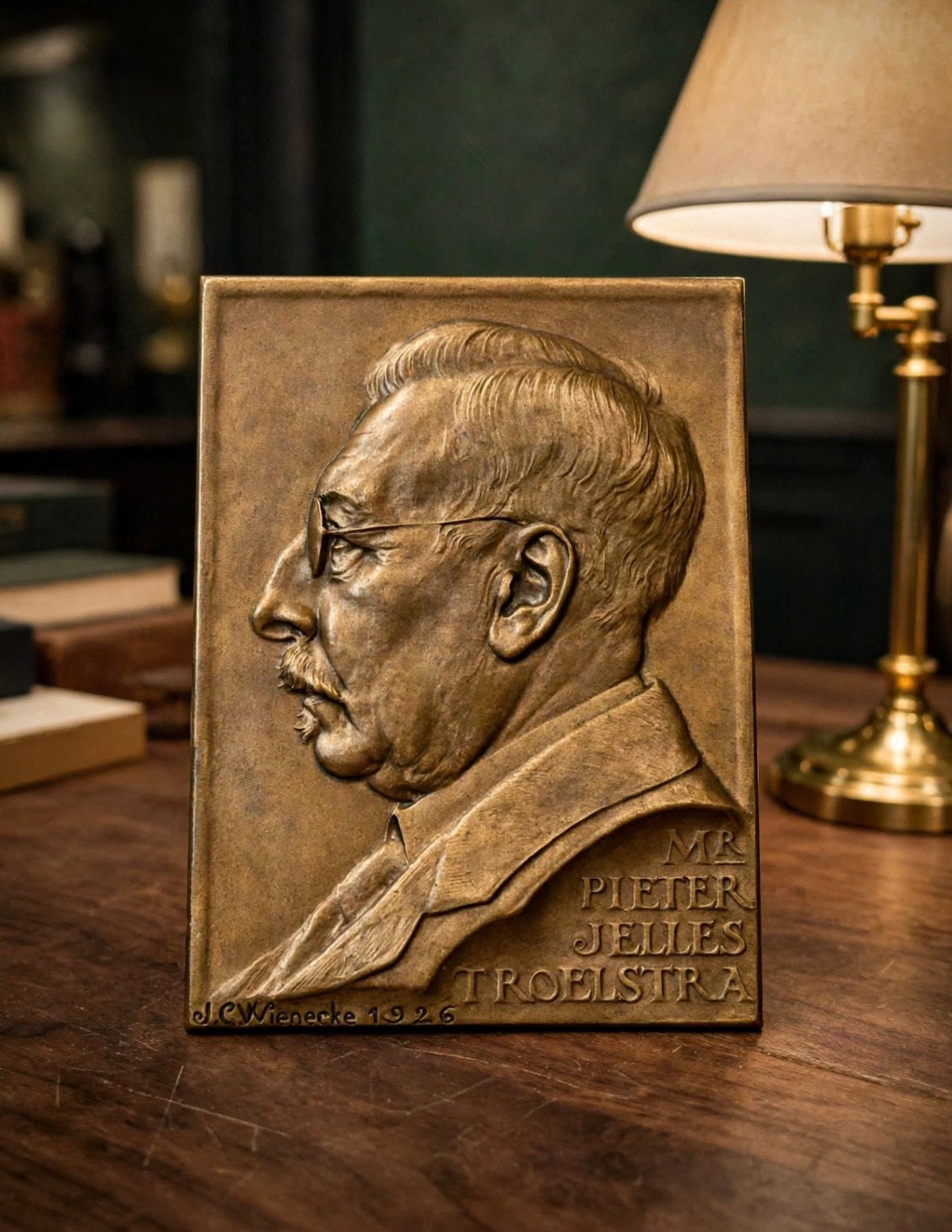 J.C. Wienecke 1926 Plaquette Mr. Pieter Jelles Troelstra, Verzenden, Brons, Nederland