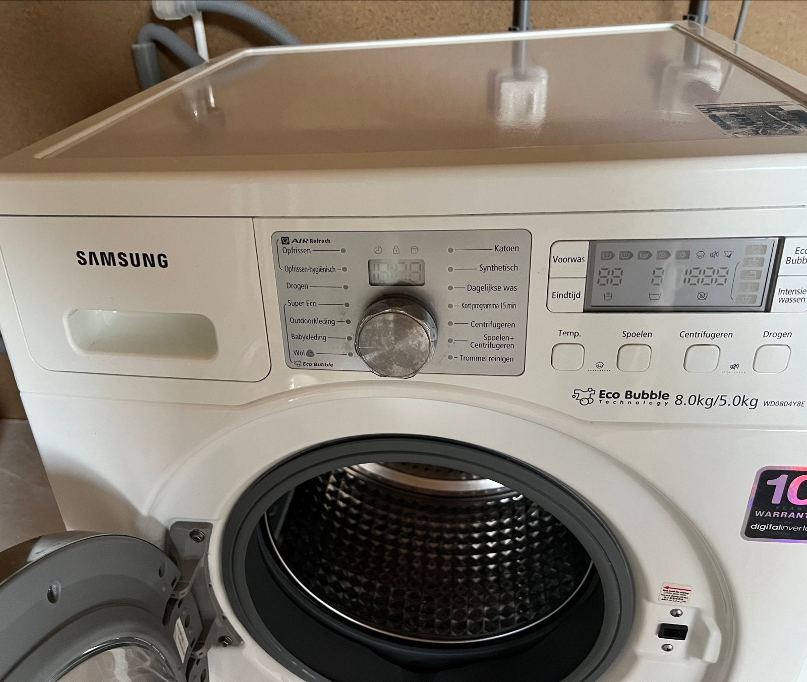 Samsung Eco Bubble Wasmachine en Droger in 1 (8kg/5kg), 8 tot 10 kg, Ophalen, Gebruikt, 85 tot 90 cm