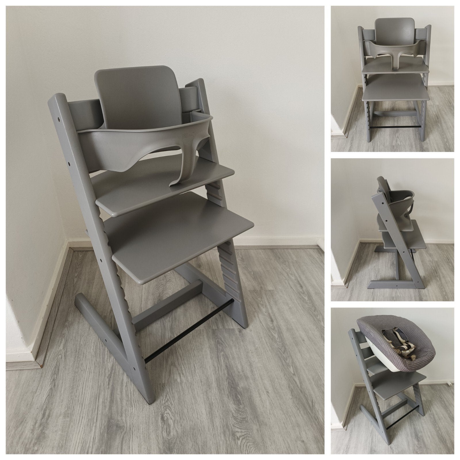 Stokke Tripp Trapp storm grey met babyset, newbornset, hoes, Kinderen en Baby's, Kinderstoelen, Meegroeistoel, Ophalen of Verzenden