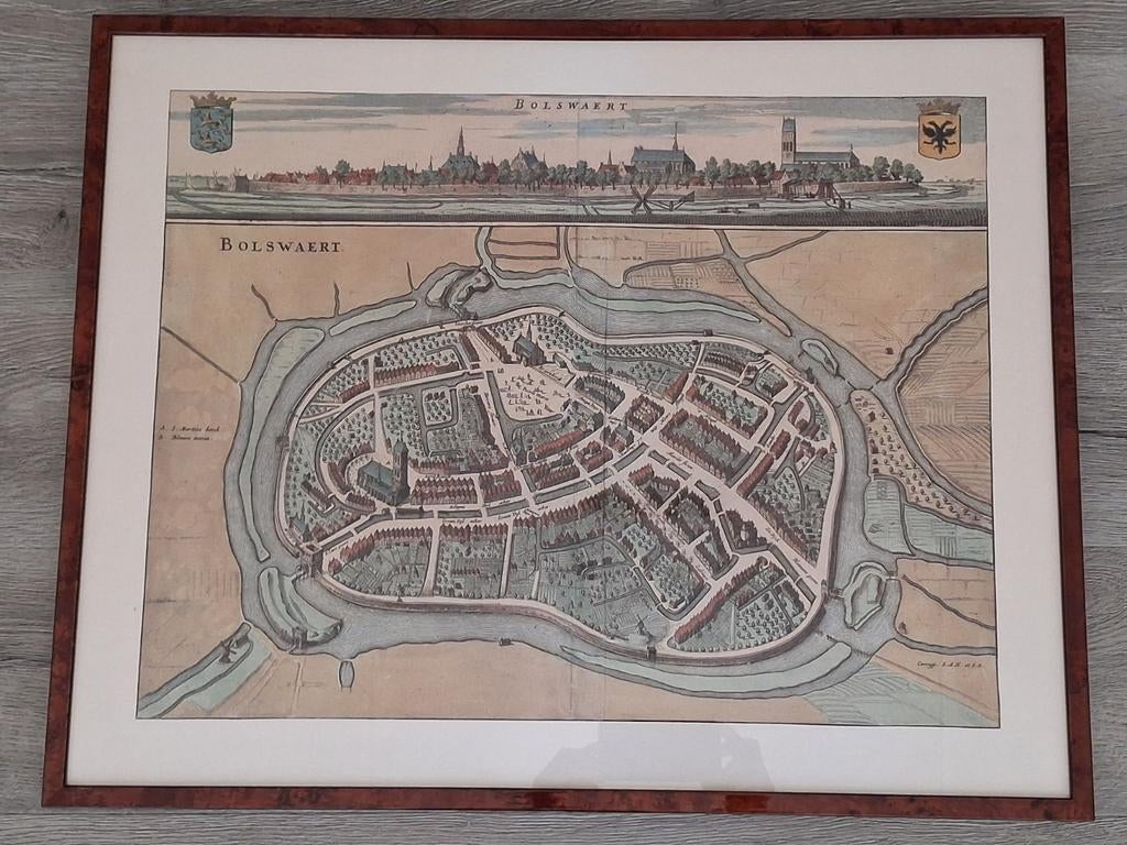 Kaart oud Bolsward Schotanus a Sterringa, Landkaart, 1800 tot 2000, Nederland, Ophalen