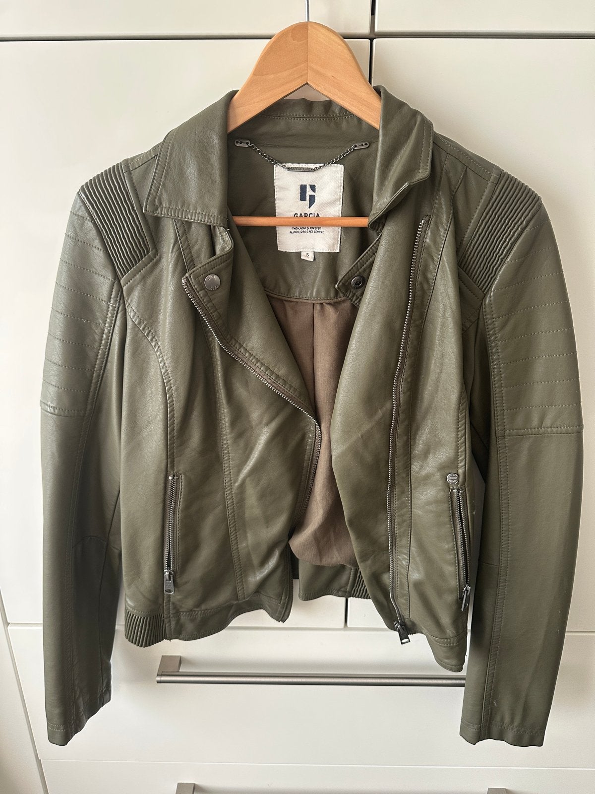 Stoer Imitatie Leren Jack - Garcia - Maat S, Ophalen of Verzenden, Gedragen, Maat 36 (S), Groen