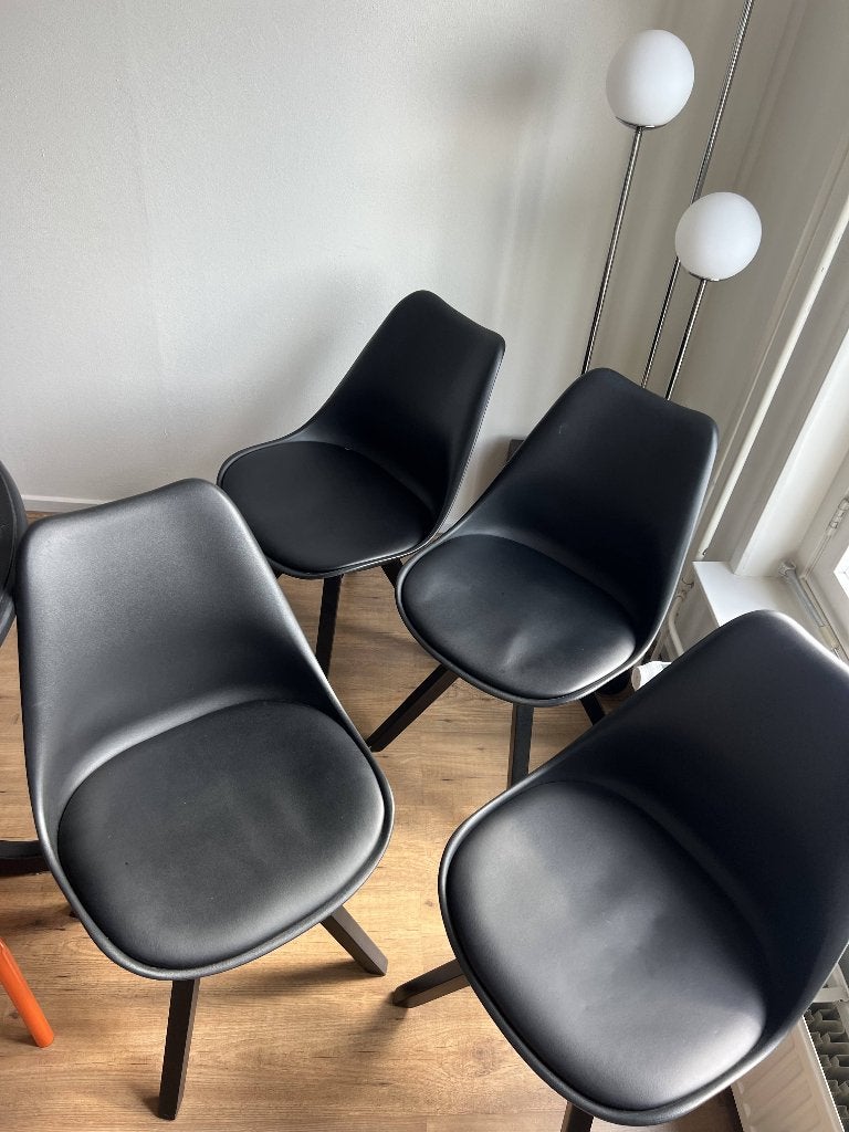 Leenbakker eetkamerstoelen 4 stuks, Ophalen, Zwart, Vier, Overige materialen